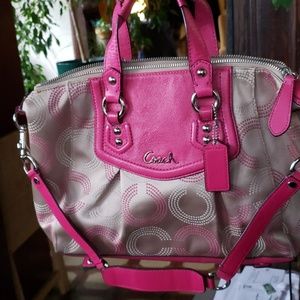 Coach Signature Ashley dotted OP art satchel